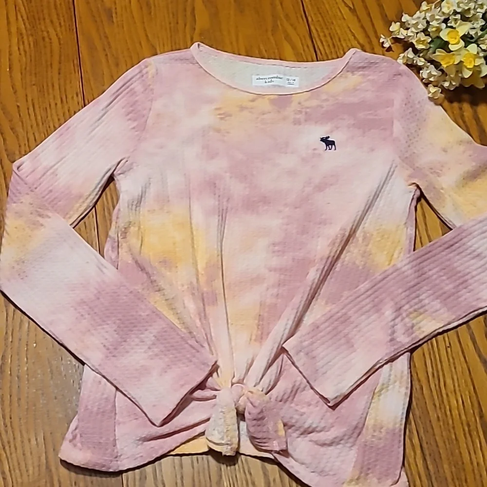 Abercrombie Kids Pink and Yellow Tie-Dye Top - Girl's 13/14
